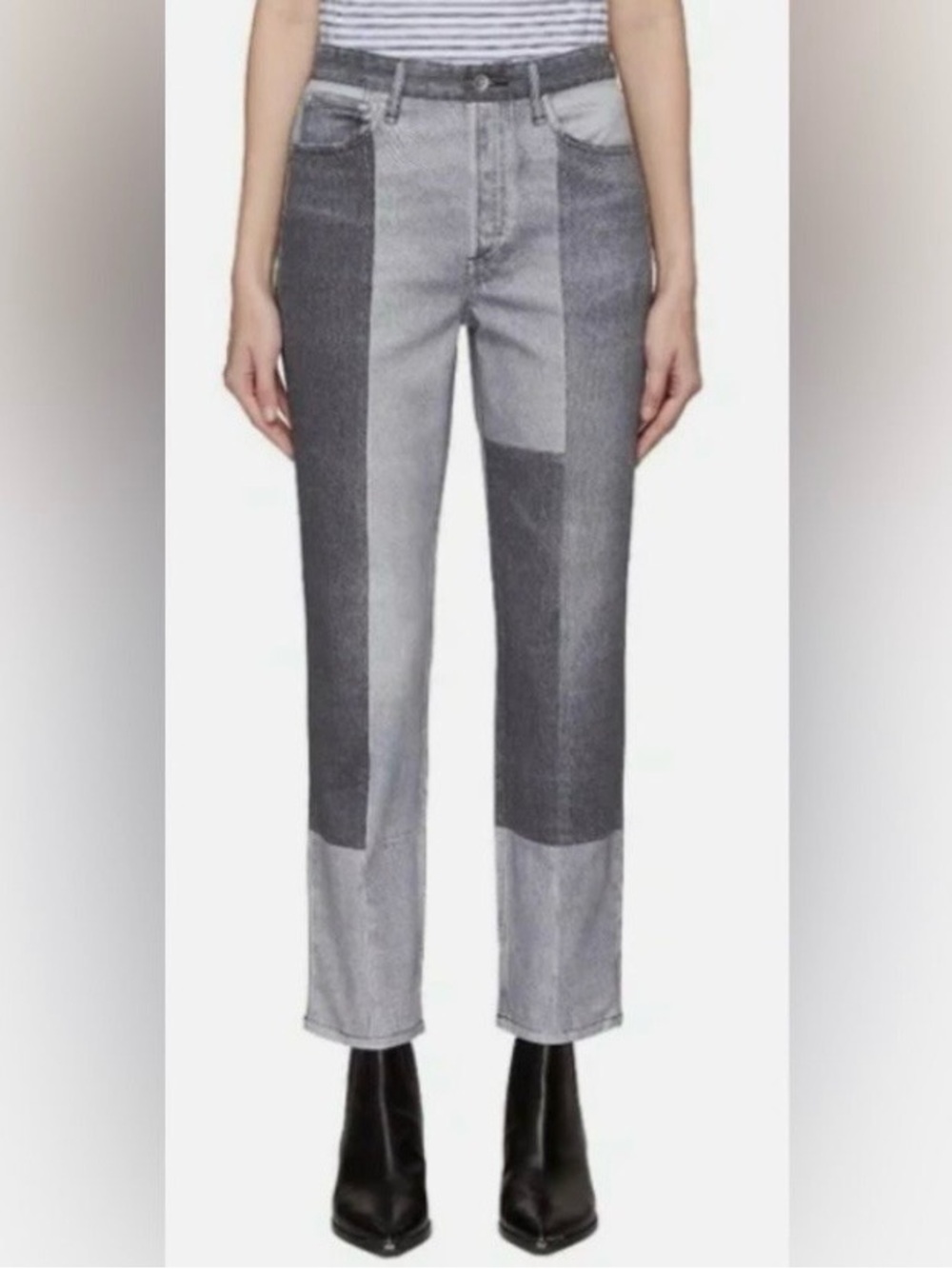 Rag & Bone Miramar Straight Leg Pants  Size 32 Patchwork Print Gray